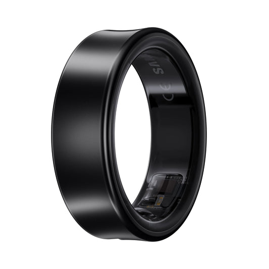 Black smart ring on a white background