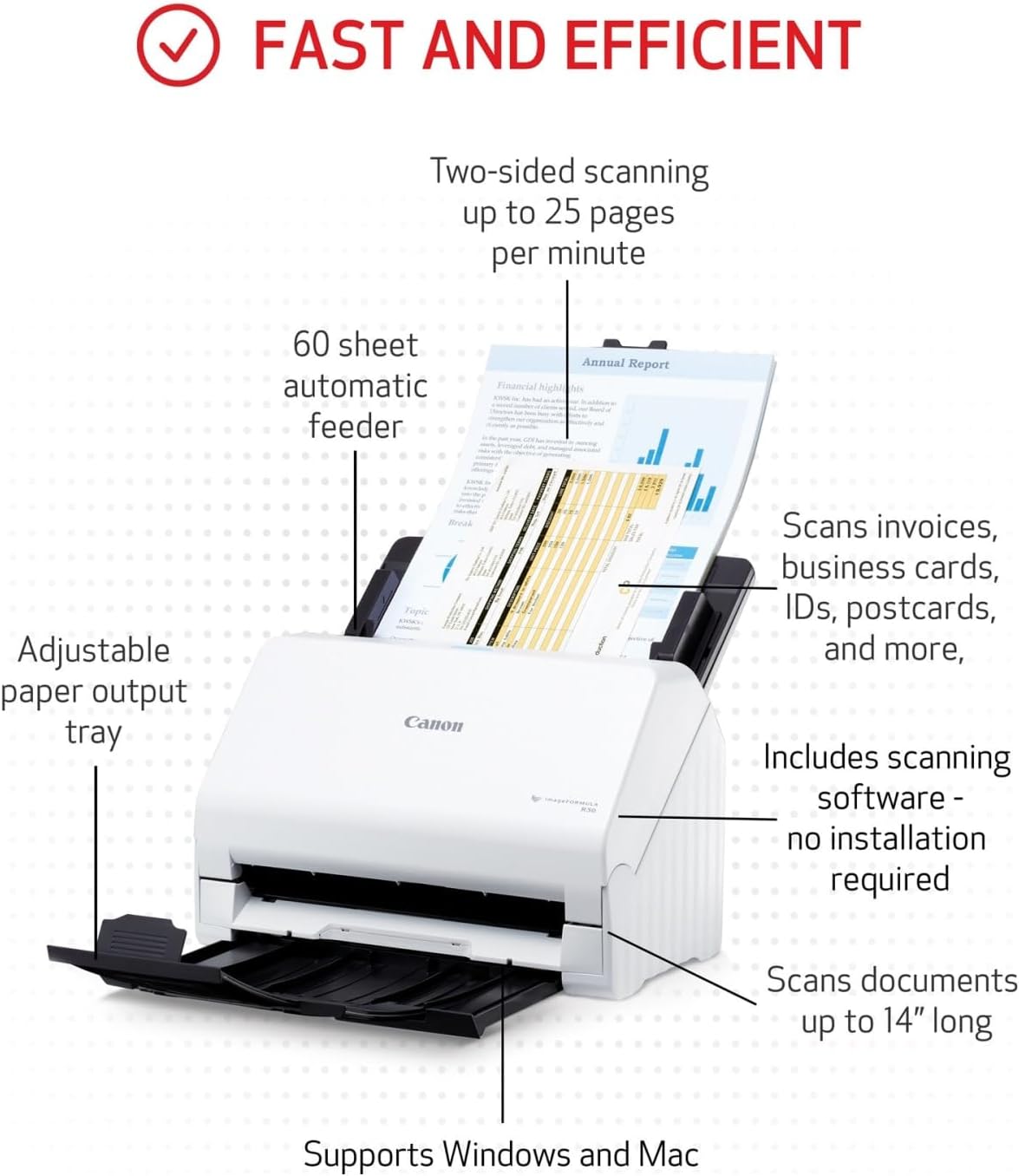 Refurbished (Premium) - Canon imageFORMULA R30 Office Document Scanner